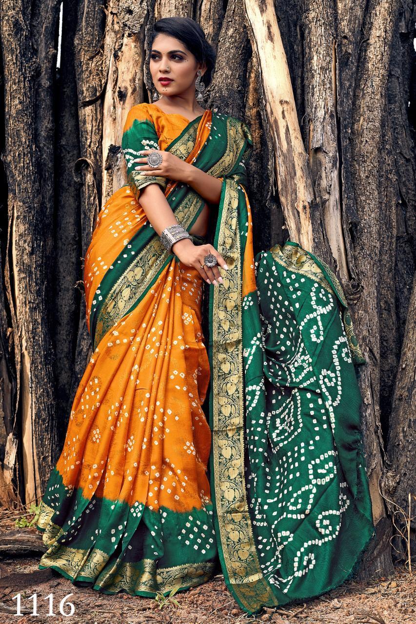 Bandhani Saree - Art Silk With Zari Waving, 6.3 Mtr Length With Running Blouse, Traditional Bandhej Style, Suitable For All Seasons