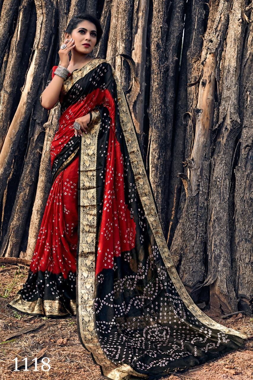 Bandhani Saree - Art Silk With Zari Waving, 6.3 Mtr Length With Running Blouse, Traditional Bandhej Style, Suitable For All Seasons