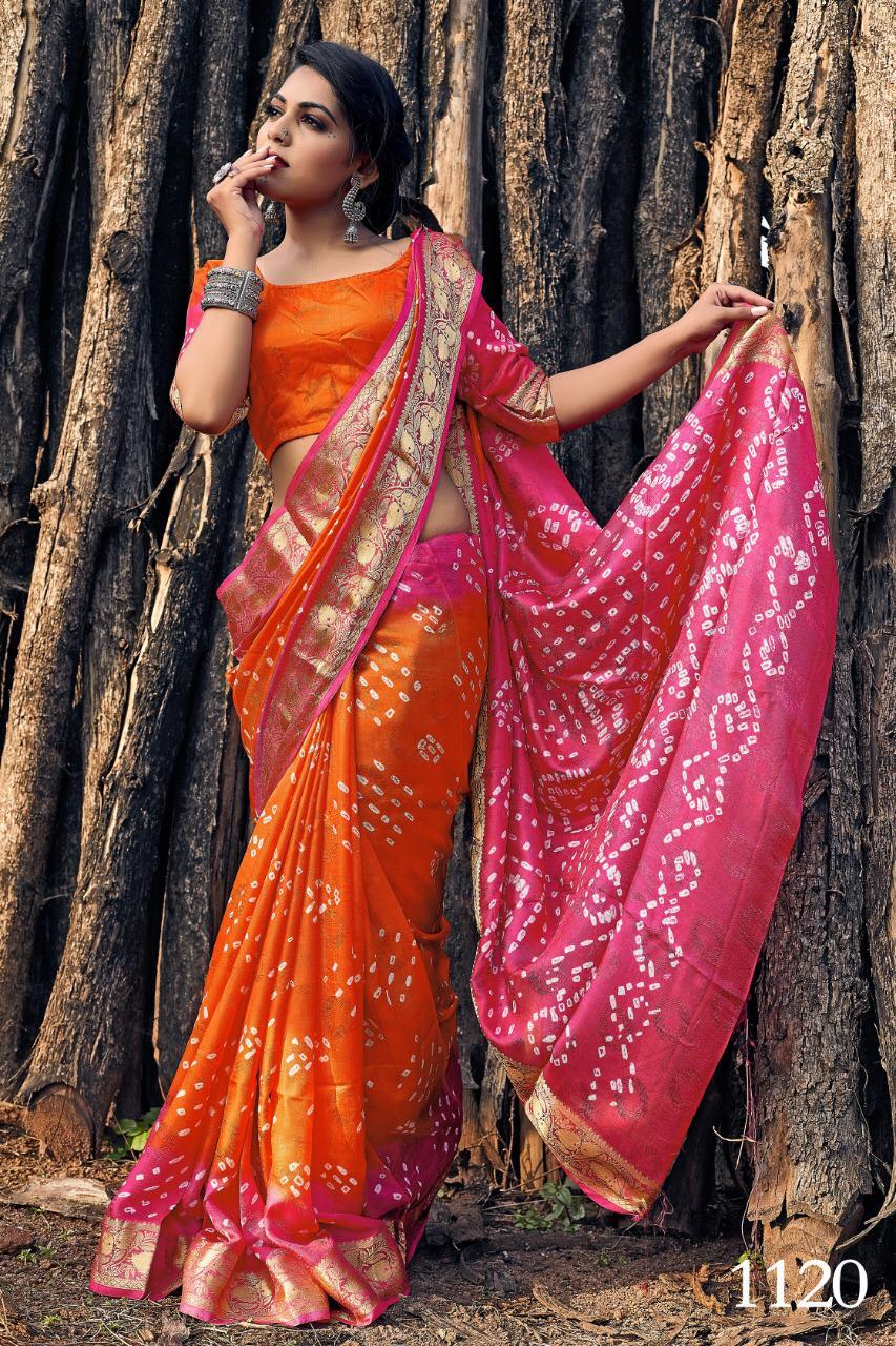 Bandhani Saree - Art Silk With Zari Waving, 6.3 Mtr Length With Running Blouse, Traditional Bandhej Style, Suitable For All Seasons