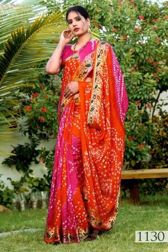 आर्ट सिल्क बांधनी साड़ी