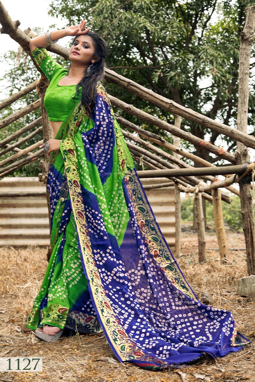 Bandhani Sarees - Art Silk With Zari Waving, Heavy Zari Border, 6.3 Mtr Length With Running Blouse, 100% Original Bandhej Style