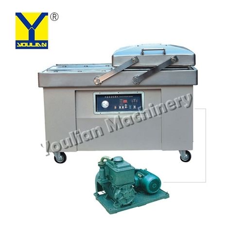 Silver Dz500-2sb Automatic Double Chamber Food Tray Sealer Bulk Vacuum Packing Machine For Meat And Vegetable