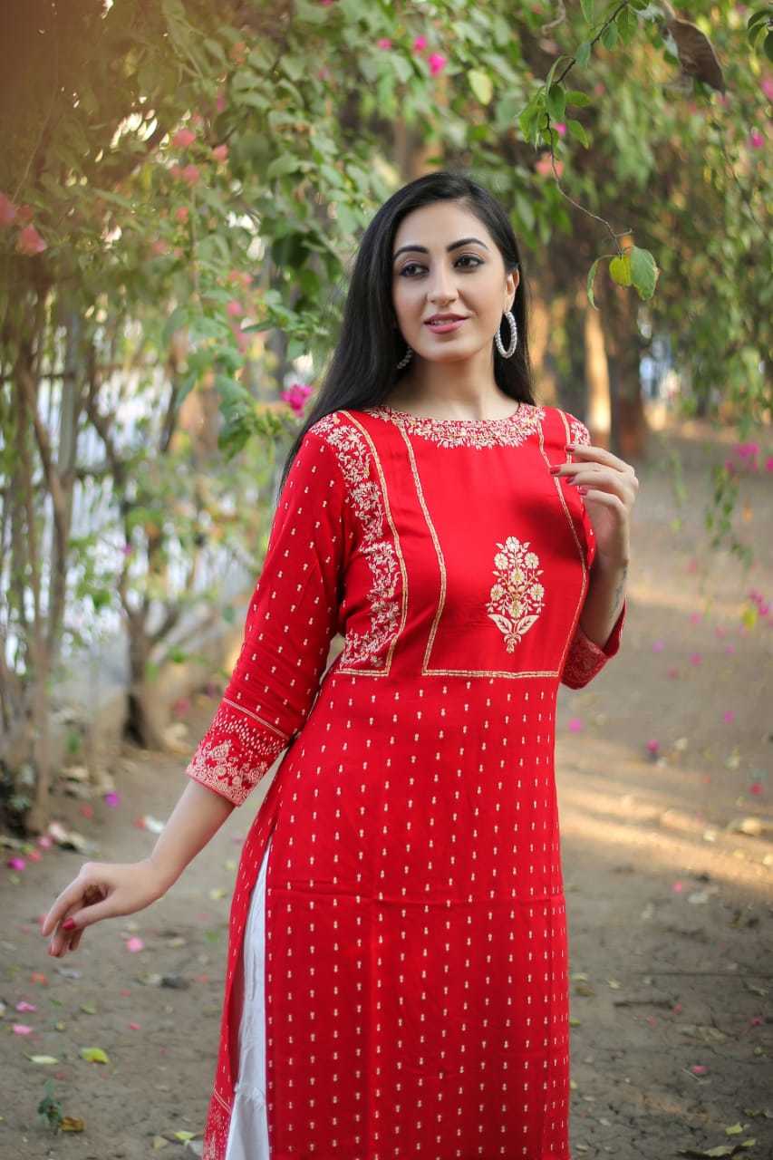 Dry Cleaning Apsara Designer Rayon Kurtis With Sharara