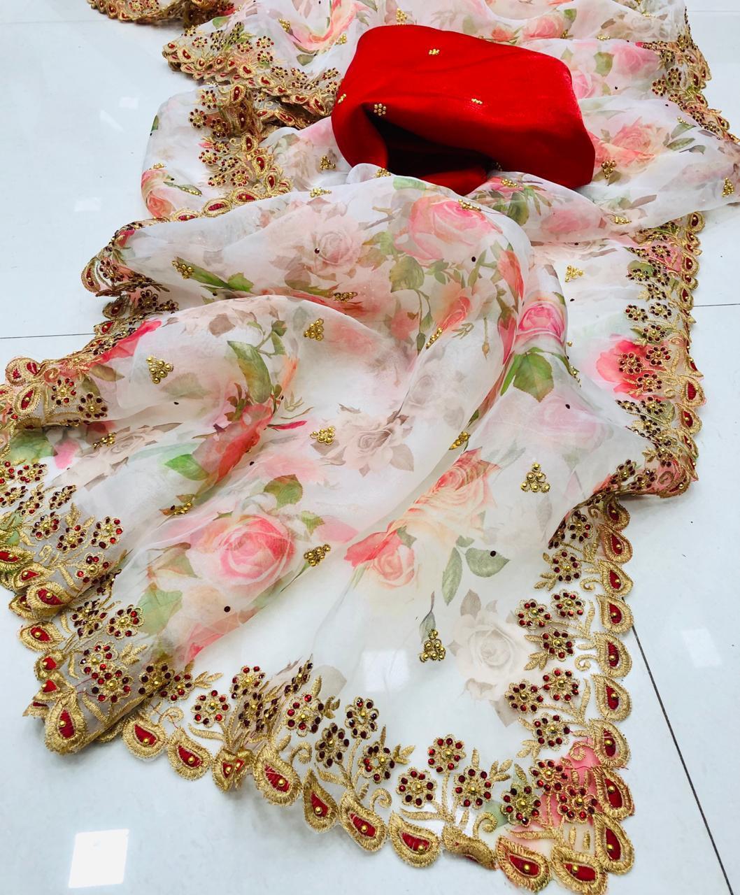 Organza Embroidered Sarees