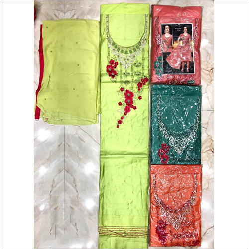 विभिन्न रंगों में उपलब्ध लेडीज़ कॉटन अनस्टिच्ड सूट