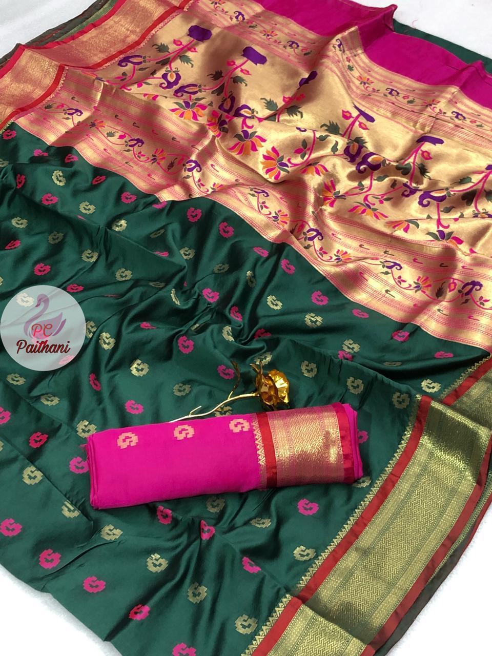 Woven Wedding Wear Soft Silk Paithani Saree