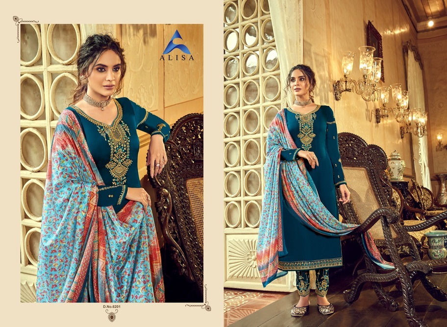 Sahir Designer Gorgette Satin With Bottom Work With Digital Print Dupatta Application: Women Material