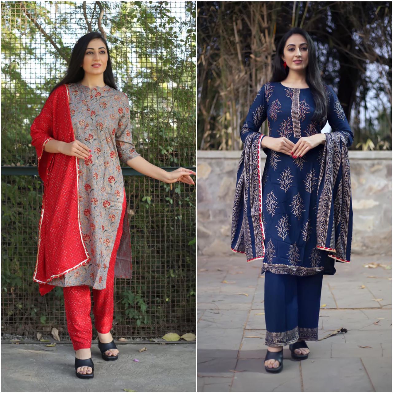 Royal Designer Rayon Kurti Set - M, L, Xl, Xxl | Embroidered Pattern, Quick Dry, Washable, 3-4th Sleeve, Traditional Ethnic Party Wear