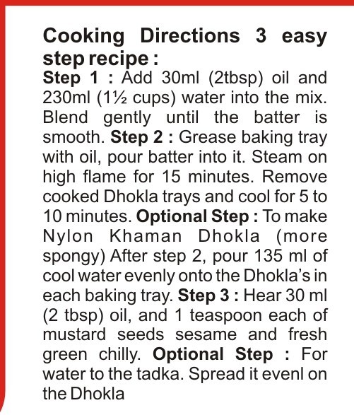 Khaman Dhokla Instant Mix - Powder, 500 Grams | 18 Months Shelf Life, Ambient Storage For Convenient Use