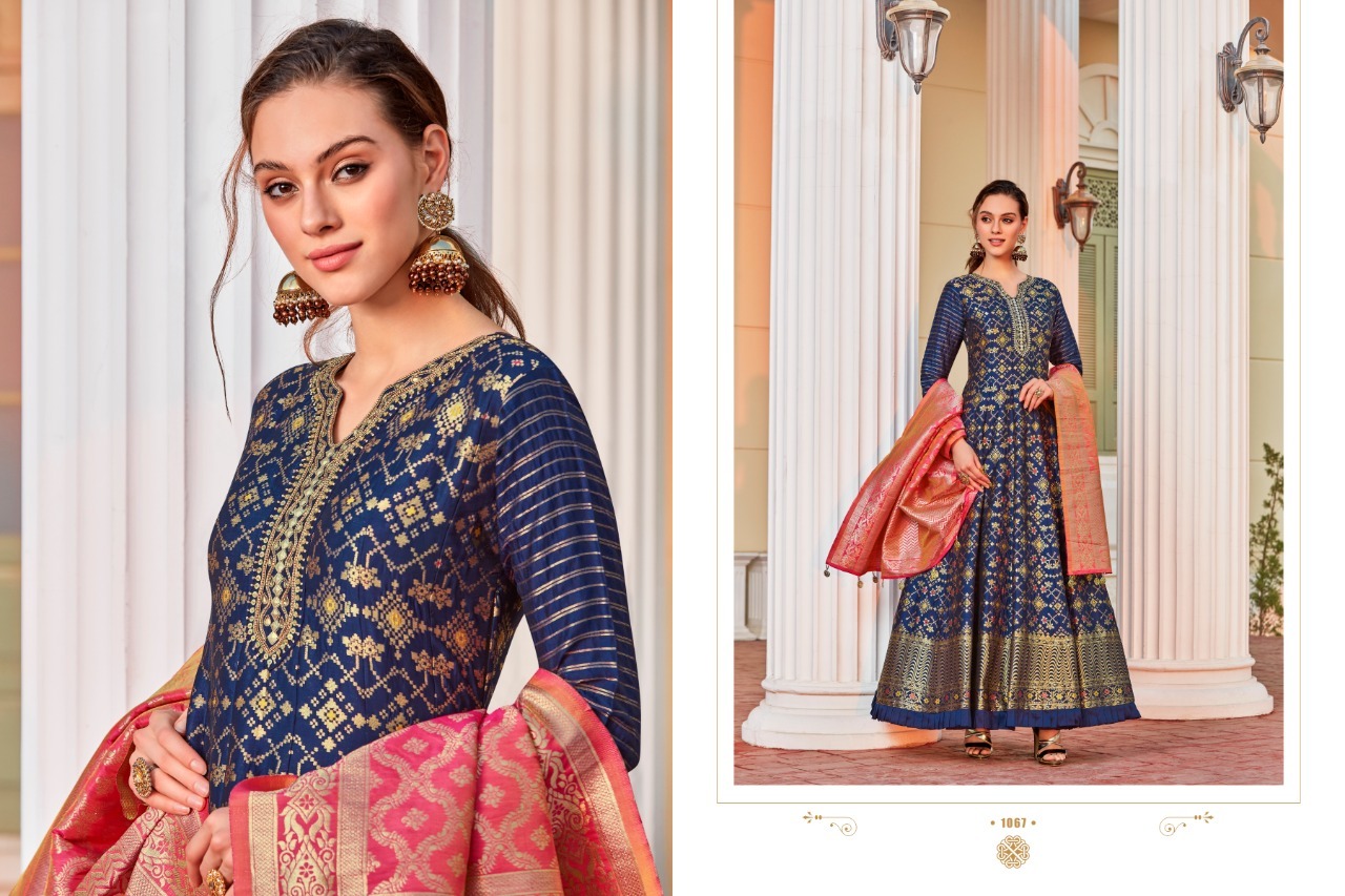 Virasat Vol Sparsh Jacquard Gown Exclusive Collection Decoration Material: Paint