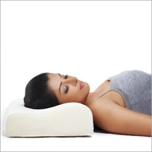 Memory Foam Cervical Pillow - High-quality Foam, Square Shape, White Color | Contoured Design For Spine Alignment, Muscle Relaxation, And Pressure Relief