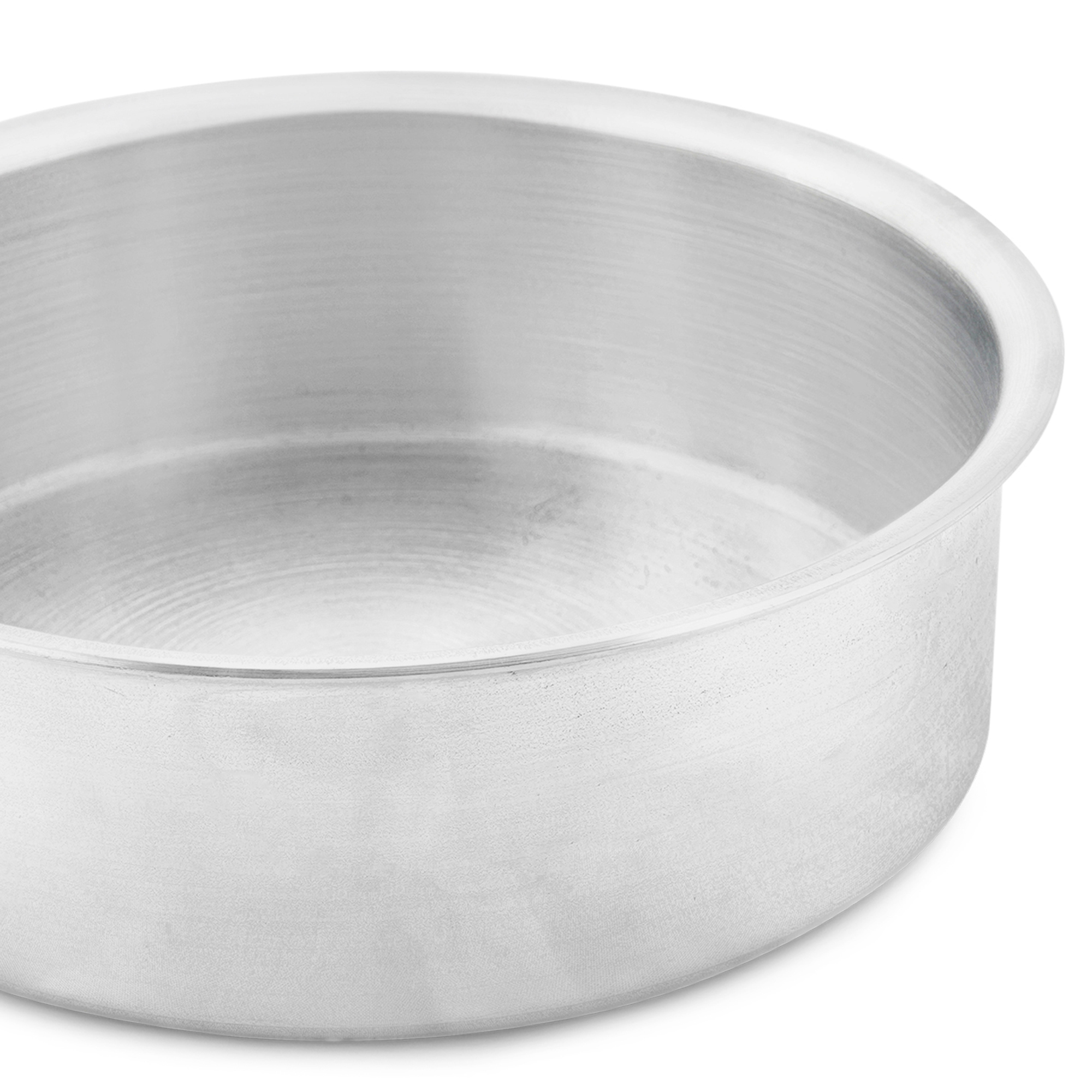 Round Cake Mould - Aluminum, Round Size | Silver Color, Ideal For Baking Delicious Cakes With Easy Release Feature