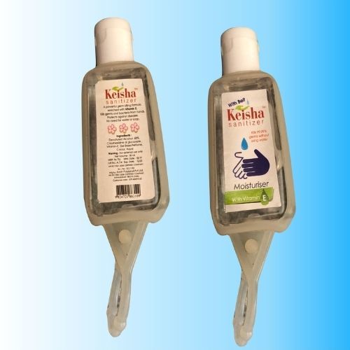 Hand Sanitizer With Belt - 30 Ml Transparent | Stylish Design For Convenient Use, Perfect For Ladies And School Children To Keep Essentials Safe