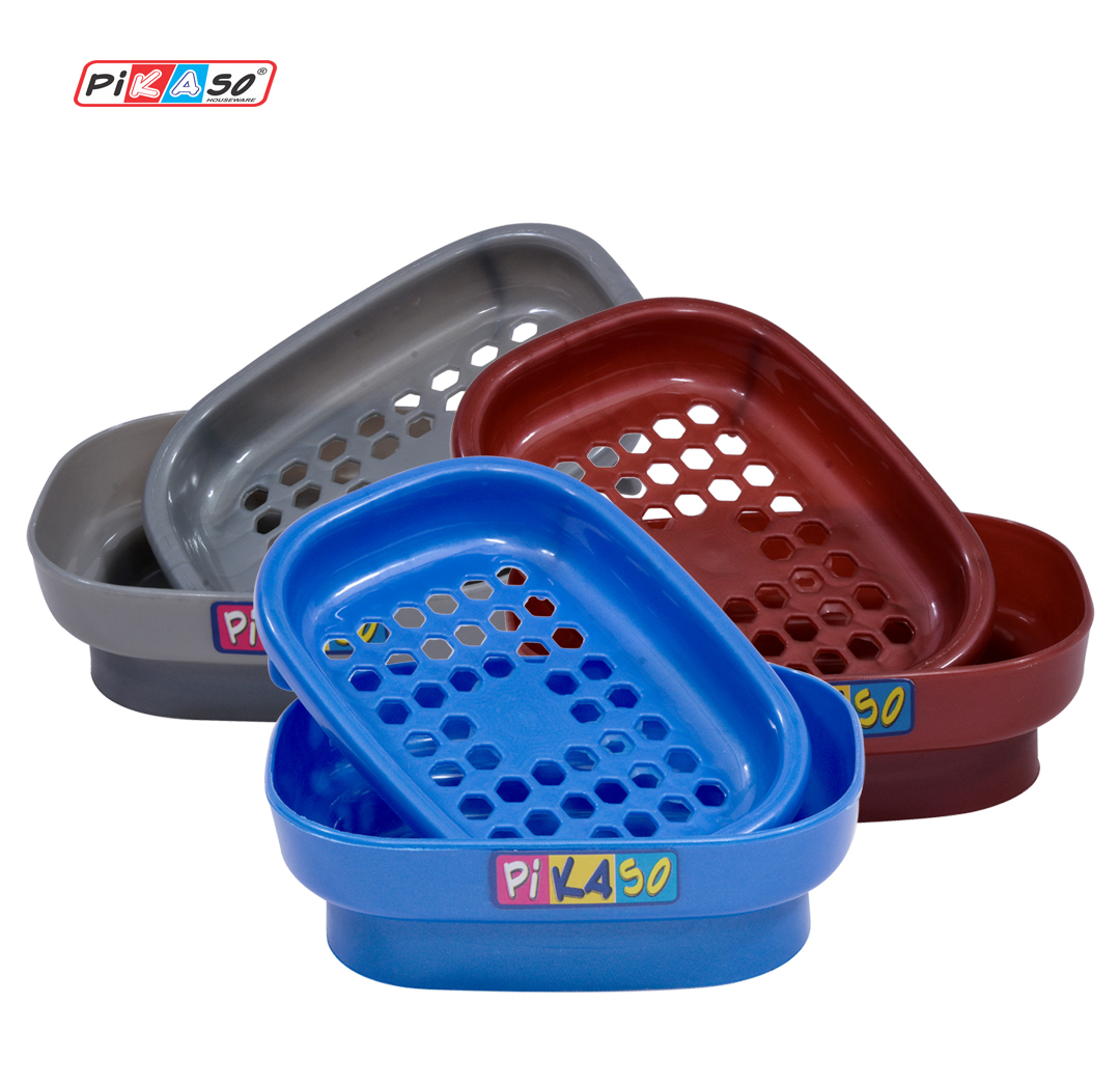 Magic 2002 (3) Soap Dish - Plastic, Assorted Colors: Cyan, Blue, Pink | Set Of 240 Pieces For Hotel Or Spa Use