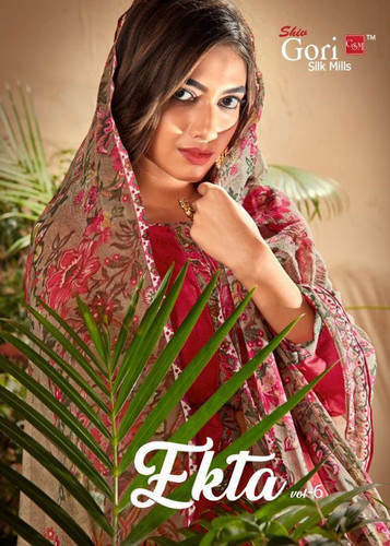 मल्टी कलर एकता वोल-6 इंडोनेशियन कॉटन फैंसी ड्रेस मटेरियल कैटलॉग