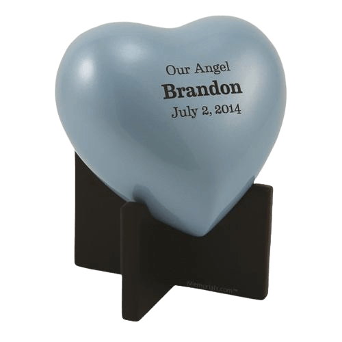 Polishing Blue Heart Keepsake Urn