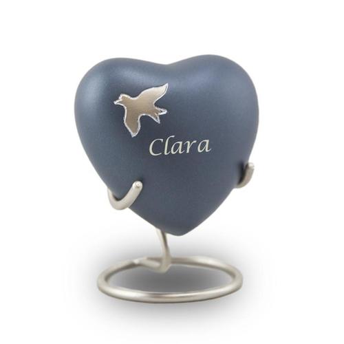 Blue Flying Bird Heart Keepsake Urn