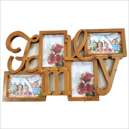 Wooden Family Photo Frame - Plastic Material, Various Sizes Available , Modern Design in Natural Wood Color
