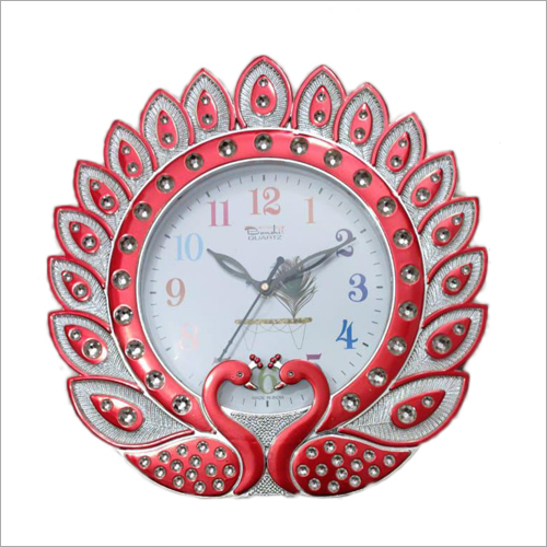 Beautiful Peacock Design Wall Clock Plastic, Various Sizes