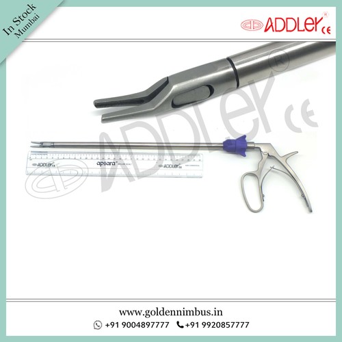 Brand New Addler Laparoscopic 10mm Single Action Clip Applicator - Steel, 5 x 5 x 10 Inch, Semi-Automatic, Portable, Sterilized, Waterproof, 500 Grams