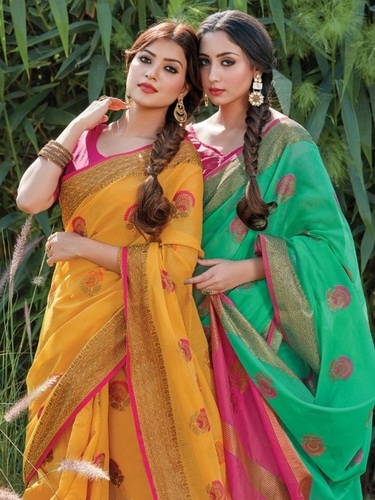 Multi Color Sangam Prints Sheesha Cotton Handloom Printed Saree Catalog