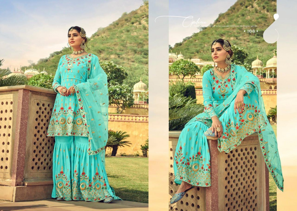 Multi Color Amyra Designer Gajban Sharara Style Salwar Kameez Catalog