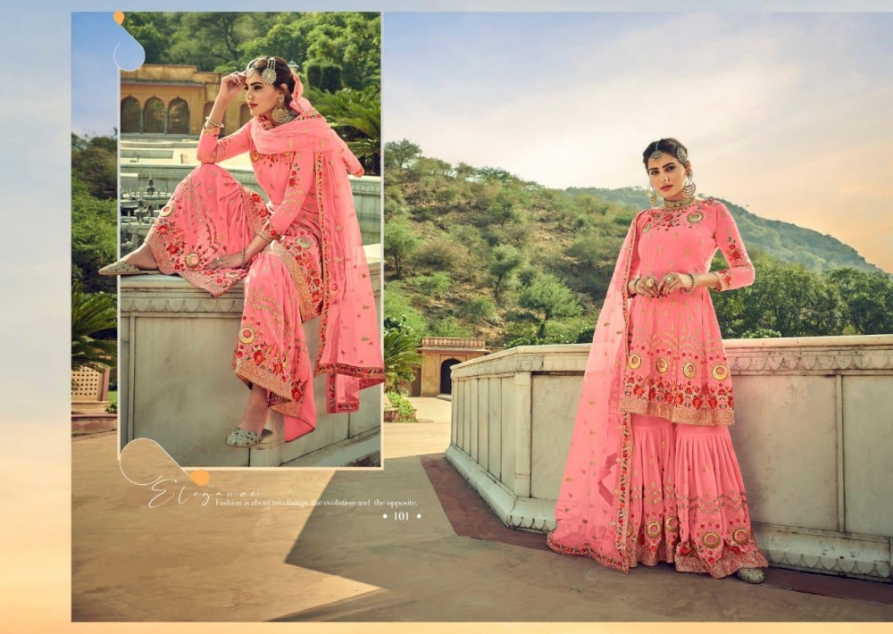 Multi Color Amyra Designer Gajban Sharara Style Salwar Kameez Catalog