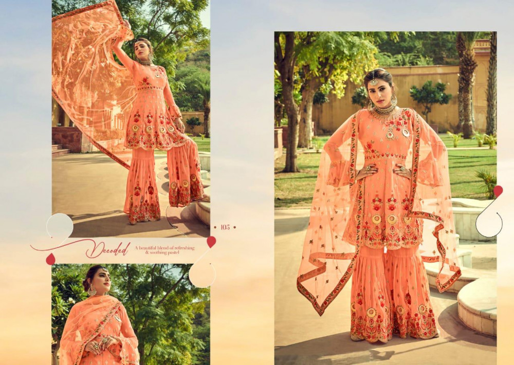Multi Color Amyra Designer Gajban Sharara Style Salwar Kameez Catalog