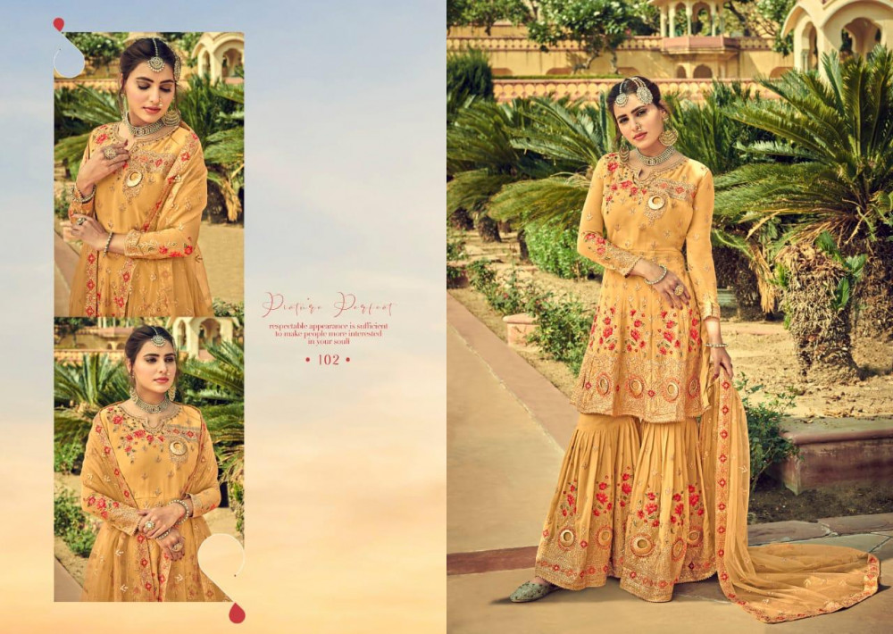 Multi Color Amyra Designer Gajban Sharara Style Salwar Kameez Catalog