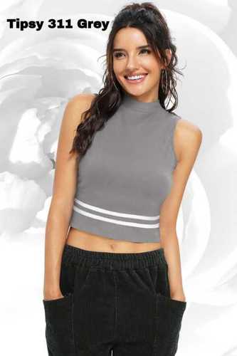 Ladies Trendy T-Shirt - Knitting Fabric, Sizes S-L-XL, High Neck, Sleeveless, 18 Inch Length | Stylish Printed Design, 11 Color Variants