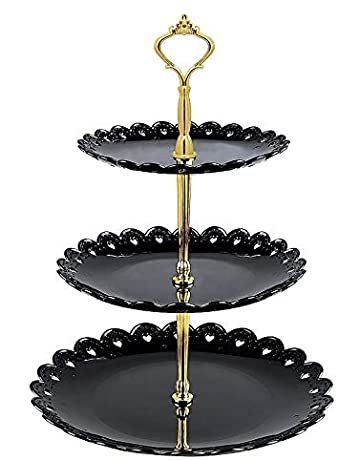 ब्लैक एंड गोल्डन एल्युमिनियम केक स्टैंड