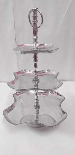 Aluminium Cake Stand - 20" x 16" , Silver Color, 3 Floor Design, Chemical Resistant, Easy to Clean, Eco-Friendly, Professional Style, Washable Finish