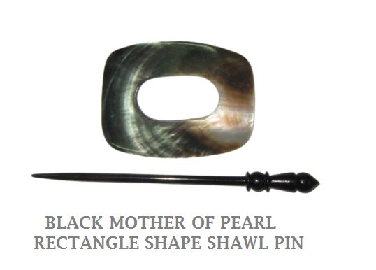 Black Mother Of Pearl Shawl Pin- Rectangle Shape