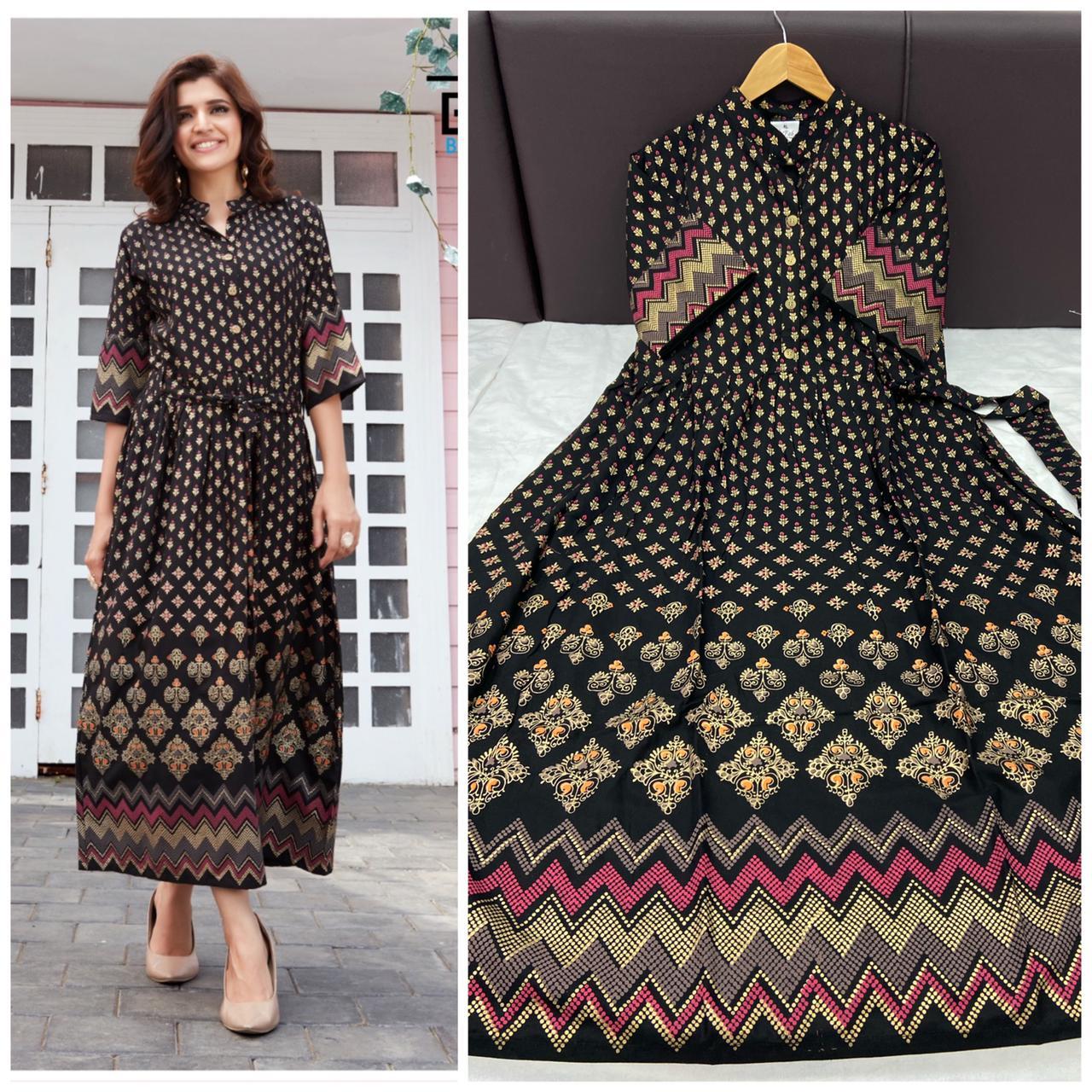 Dry Cleaning Royal Collection Rayon 14 Kg Heavy Foil Print Kurtis