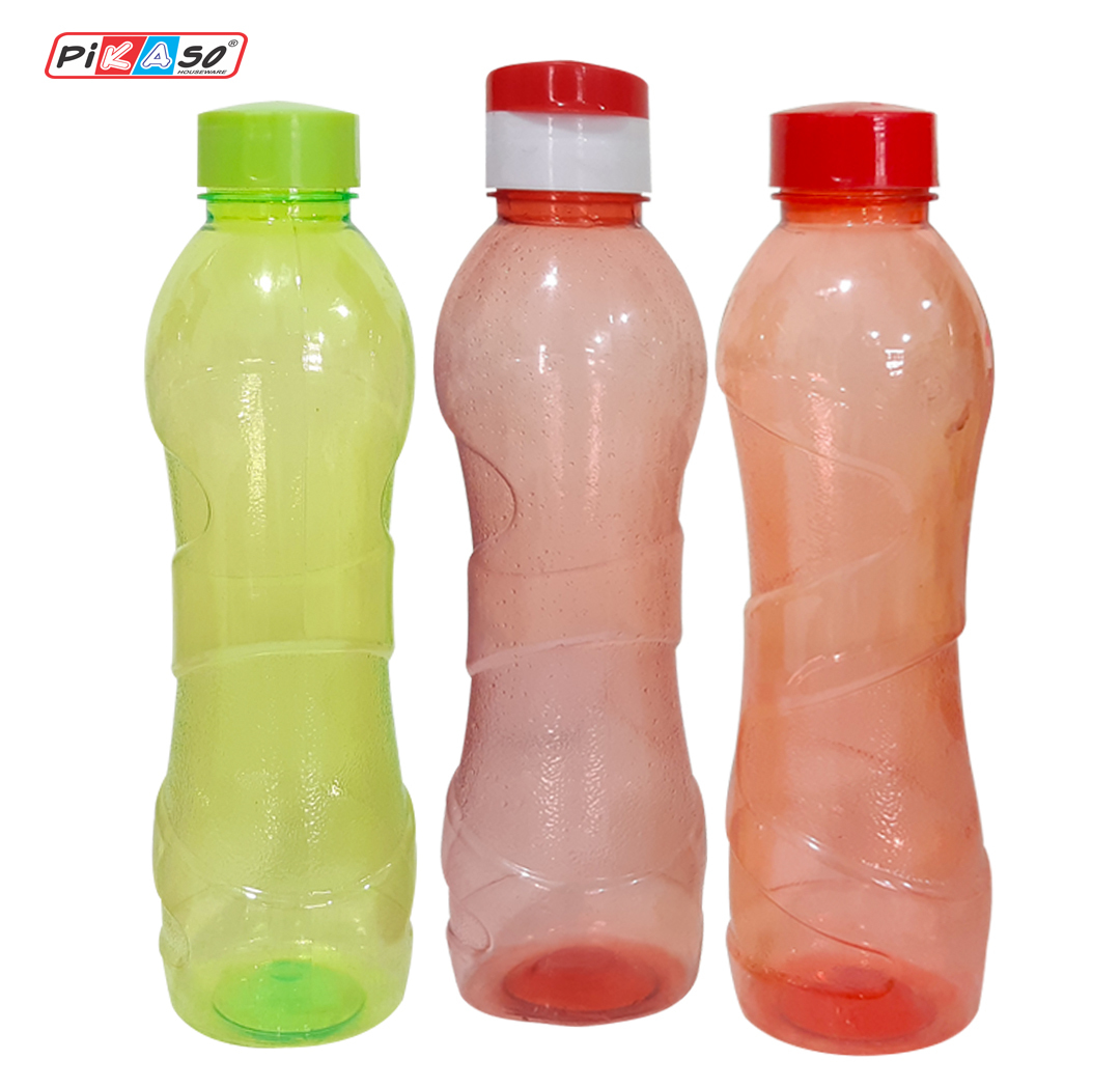 Alice Flip Flap - Plastic, 1 Litre - Red, Green, Blue, Pink | Screw Cap, Round Shape, 500 Ml Capacity, 4 Piece Set