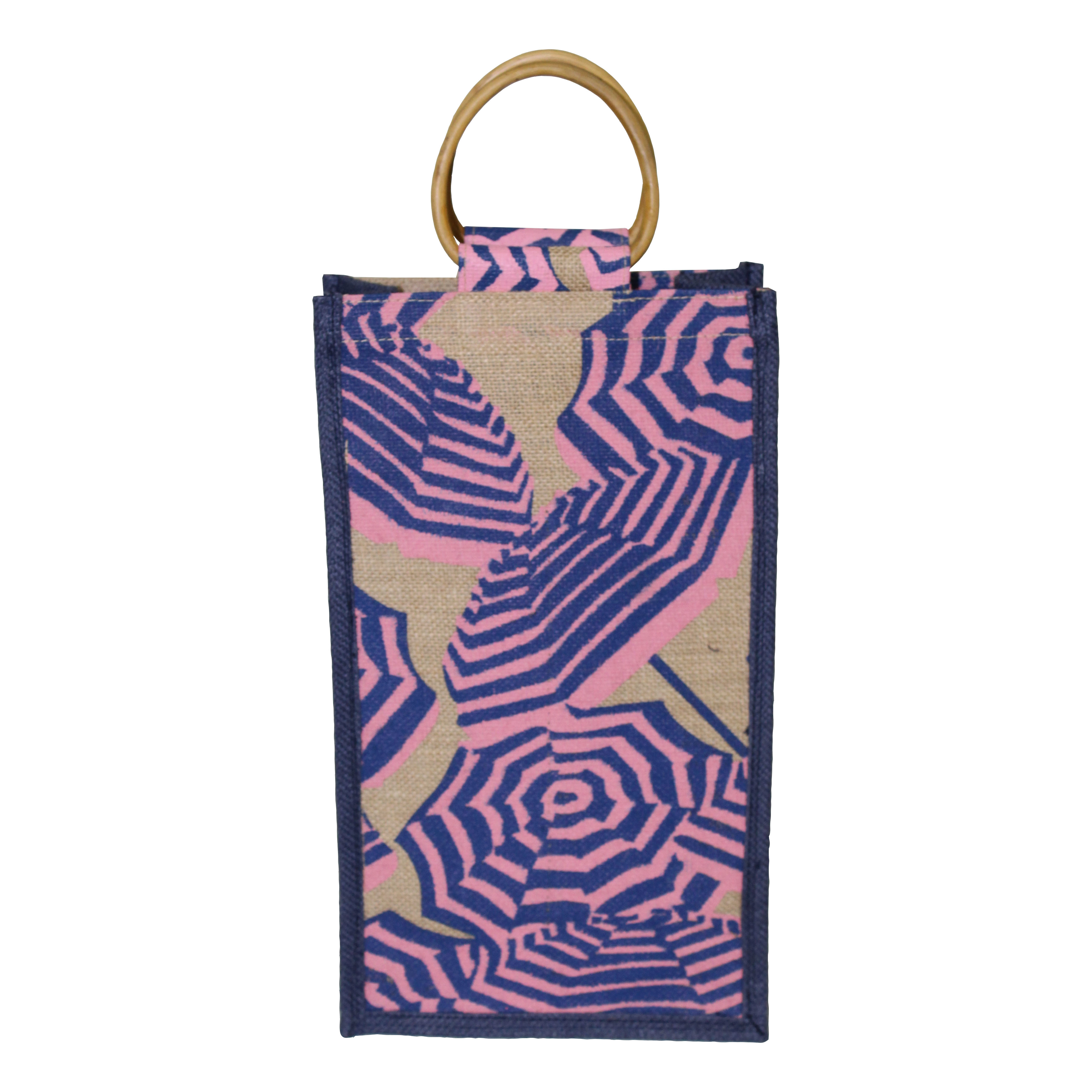 Re-useable Pp Laminated Jute Two Bottle Bag With Window