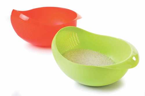 Rice Bowl - High Grade BPA-Free Plastic, Multi-Color | Multipurpose Washing & Straining Bowl for Rice, Dal, Pulses, Grains, Pasta, & Vegetables