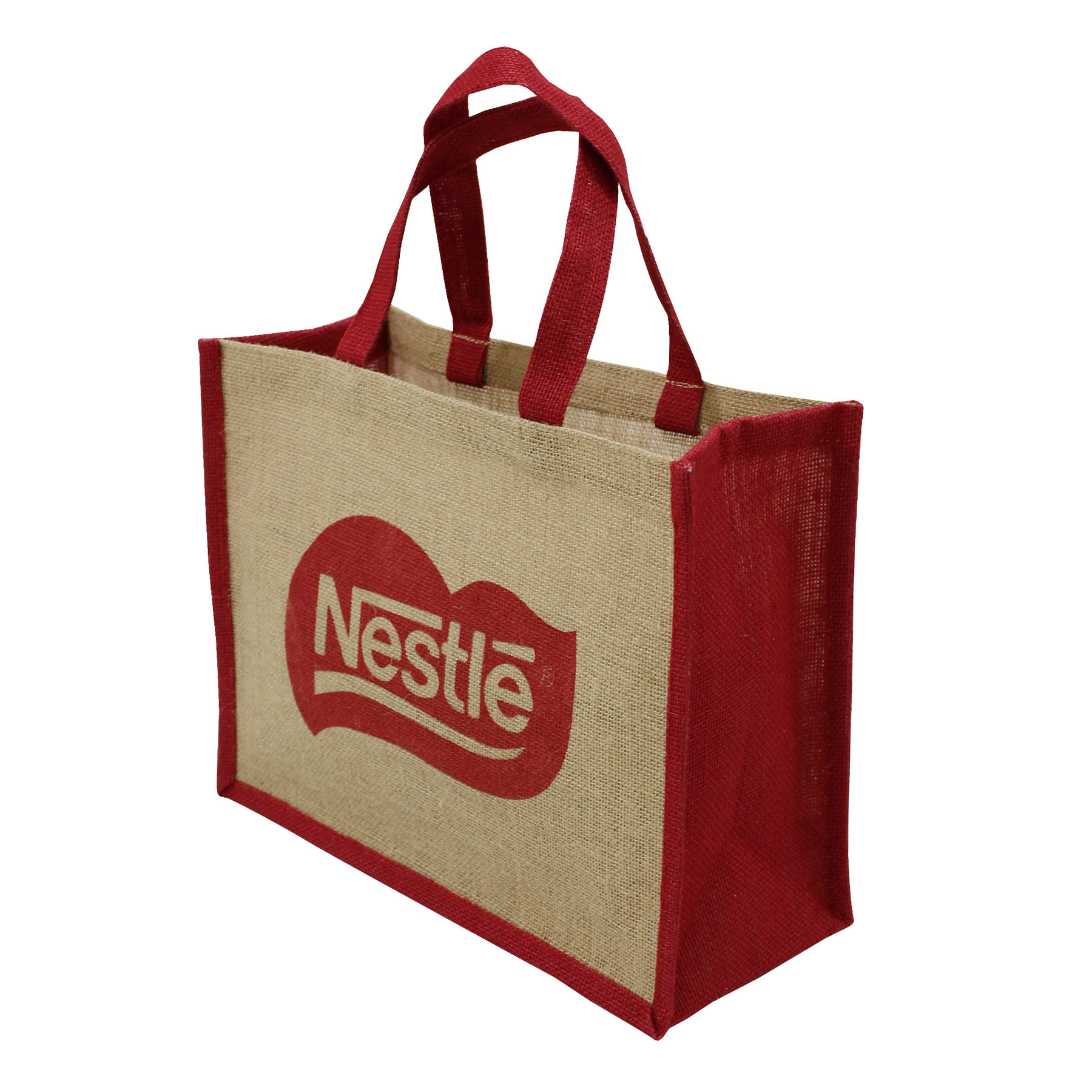 Customized Pp Laminated Jute Tote Bag With Jute Cord Handle
