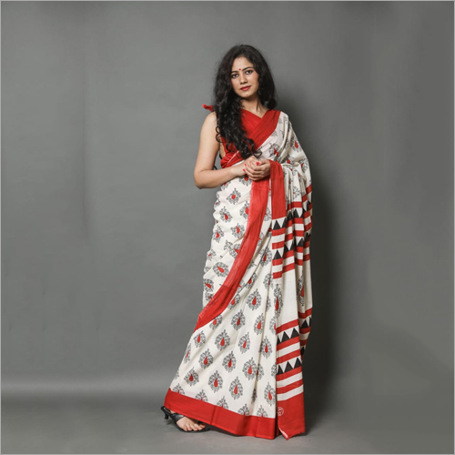 Various Color Available Jaipuri Bagru Print Cotton Saree