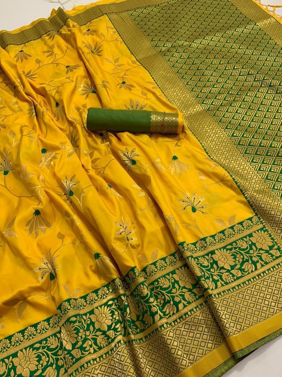 Jacquard Banarasi Handloom Weaving Silk Saree Banarasi Silk Saree