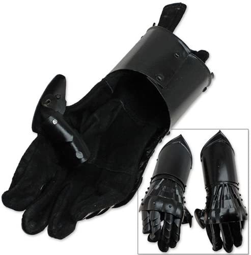 Medieval Conquest Armor Gauntlets Of Dexterity Night Warrior Black - 18g Functional Carbon Steel