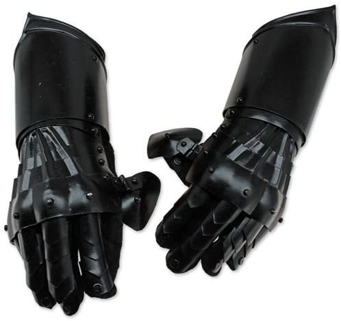Medieval Conquest Armor Gauntlets Of Dexterity Night Warrior Black - 18g Functional Carbon Steel