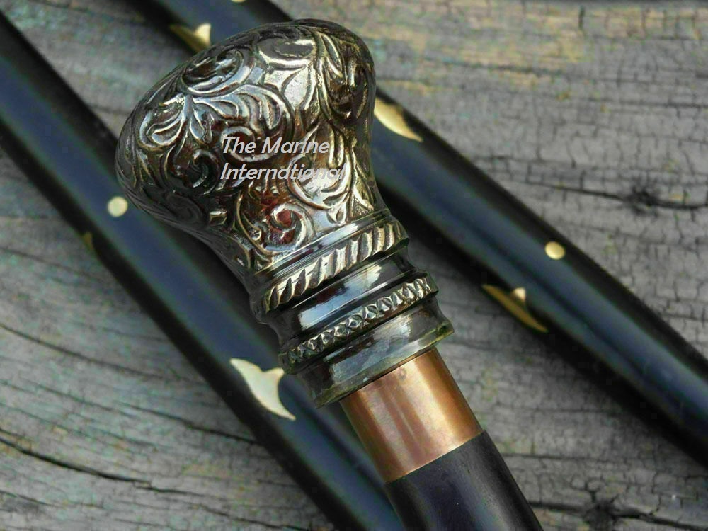 Handmade Solid Brass Head Handle Victorian Wooden Walking Cane Stick Gift