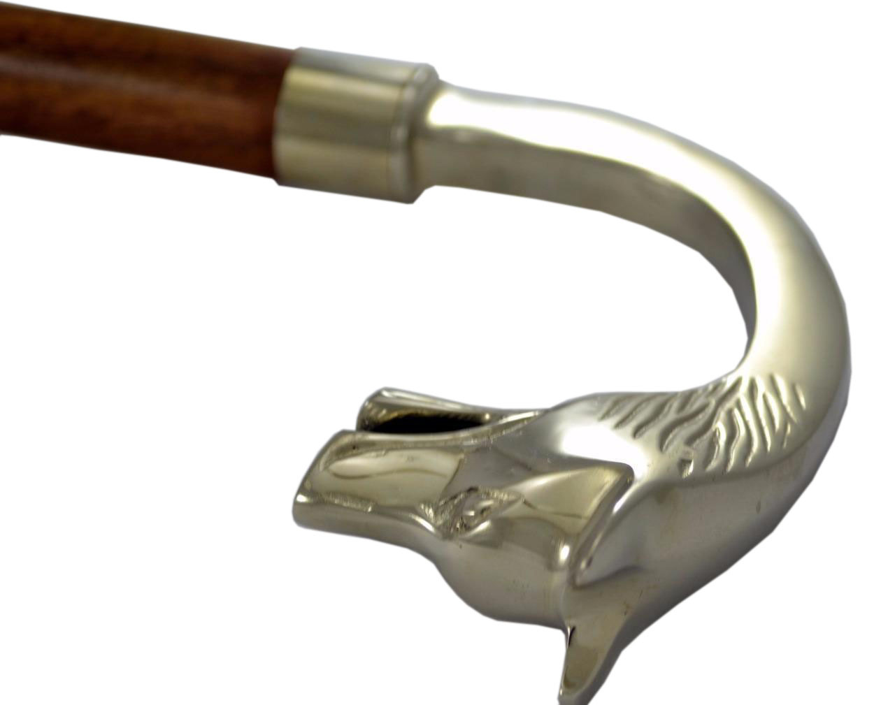 Nickel Plated Brass Handle Walking Stick