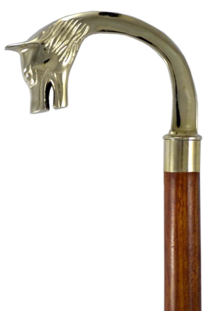 Nickel Plated Brass Handle Walking Stick