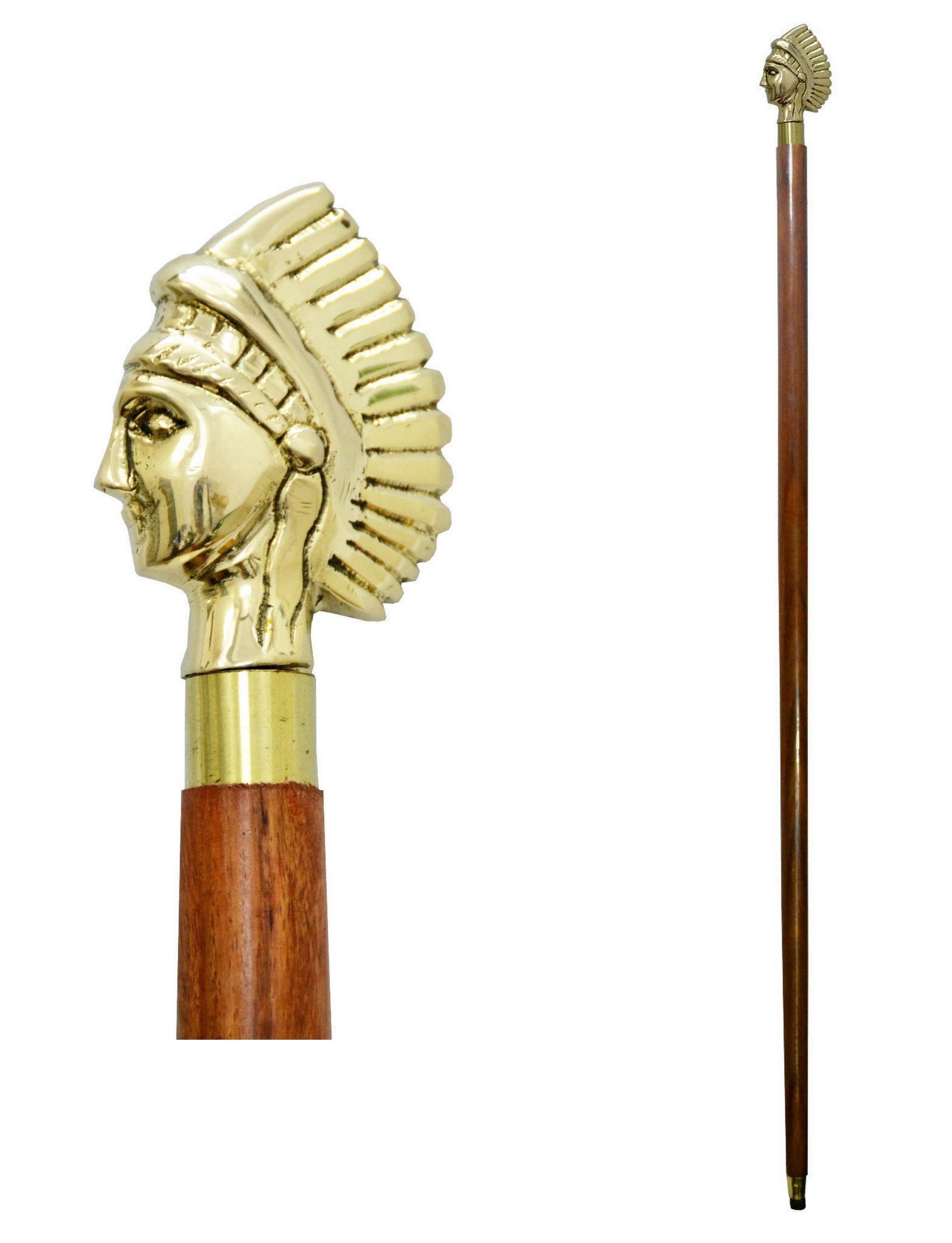 Brass Queen Handle Walking Stick - 36 Inch
