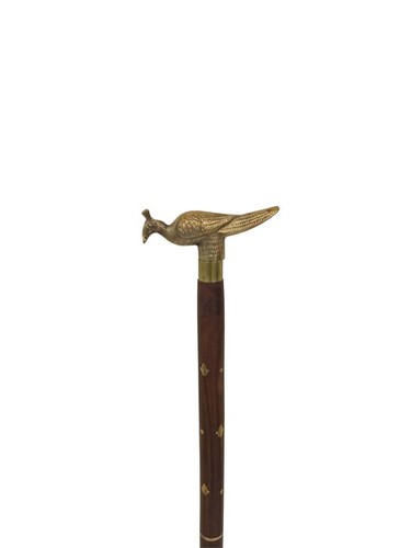 Brass Peacock Wooden walking stick