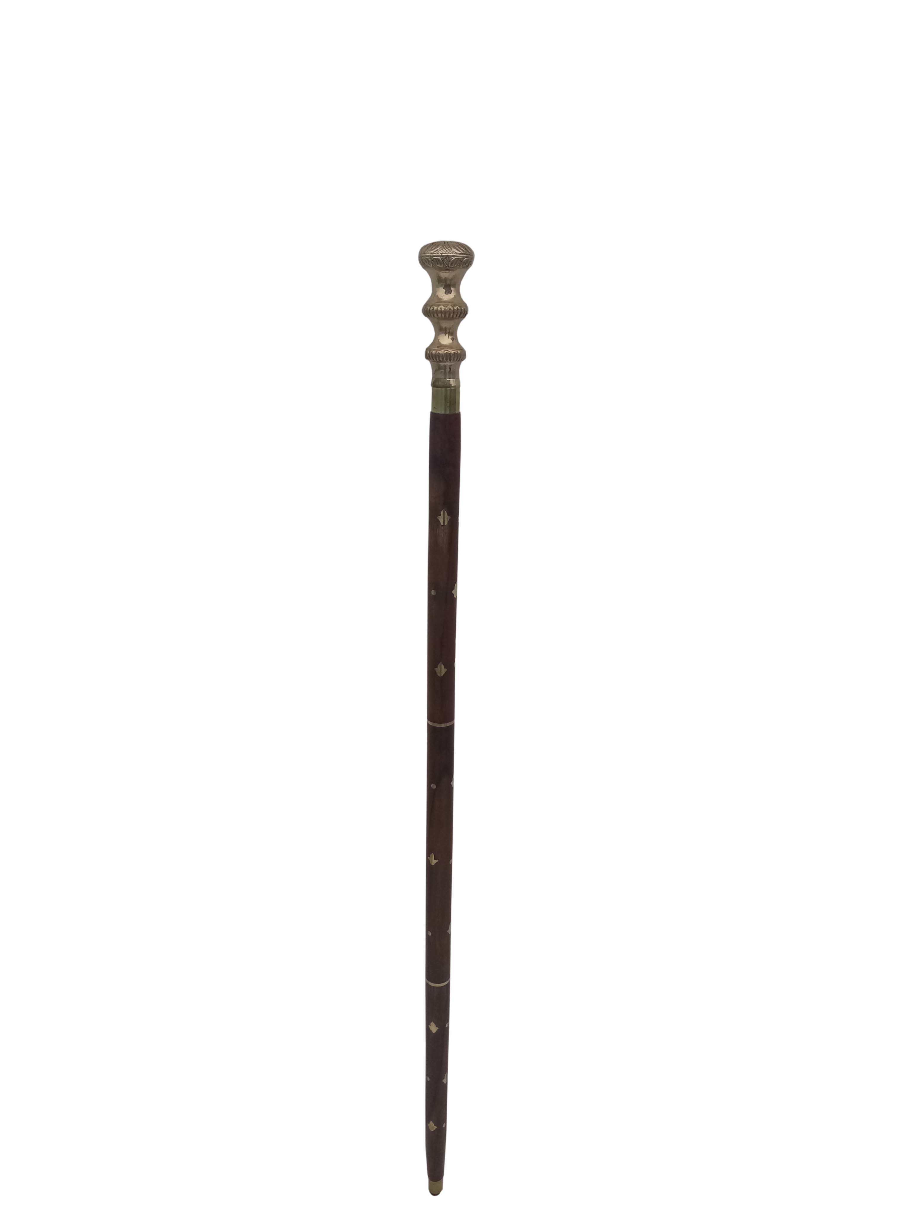 Brass Design Handle With Brass Design Wooden Walking Stick