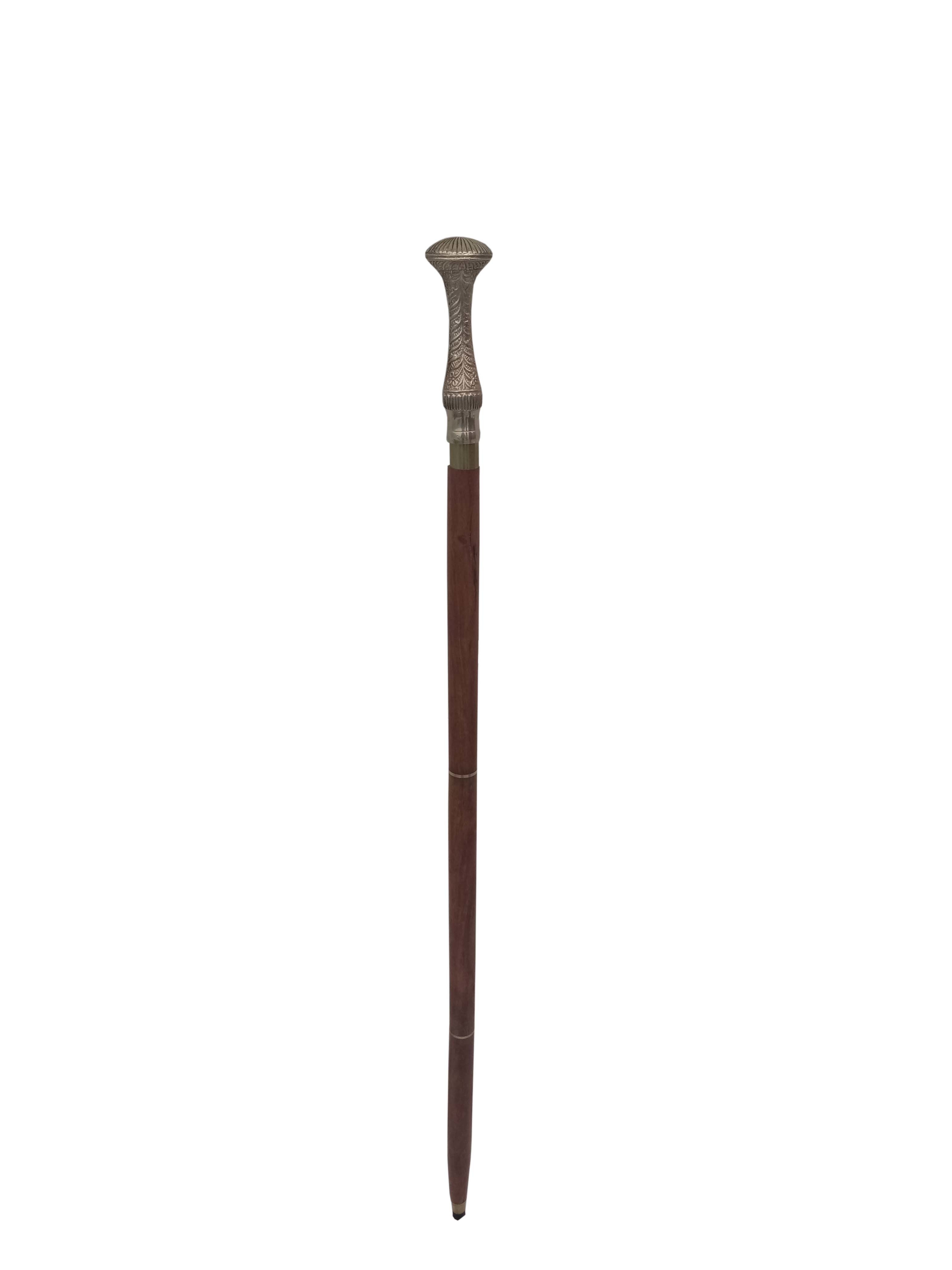 Designer Brass Handle With Simple Wooden Walking Stick, Three Fold Cane