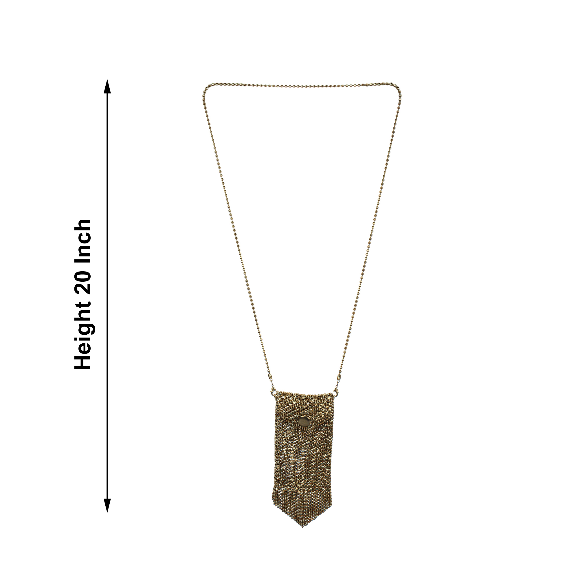 Bead Wallet Necklace - Glass Beads, Copper Alloy Metal, Golden Color | Ideal For Parties, Weddings, Anniversaries, Engaging Gifts, Enhances Saree Look